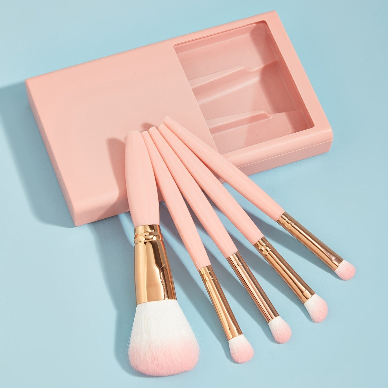 Travel Makeup Brush Set with Mirror – Compact & Stylish