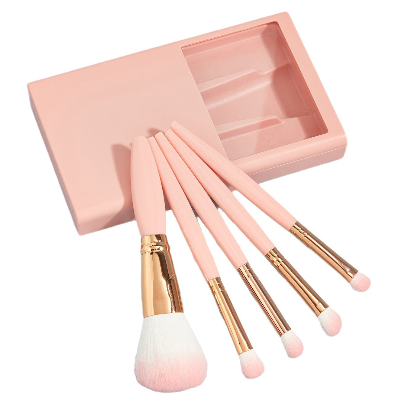 Travel Makeup Brush Set with Mirror – Compact & Stylish